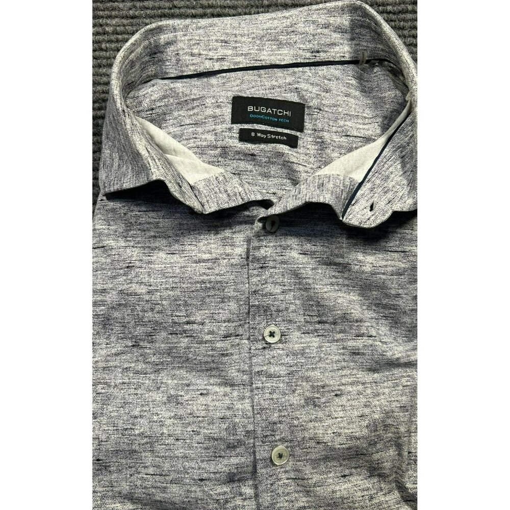 Busatchi Men's XL OoohCotton Tech Button-Down Shirt Heather Gray 8-Way Stretch